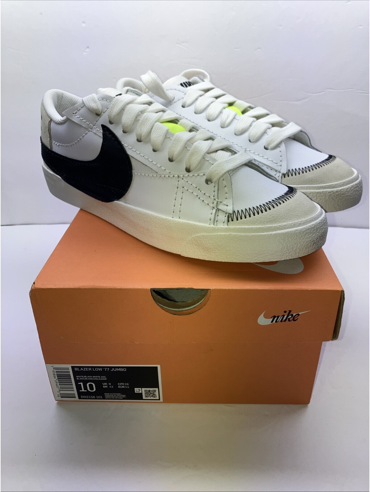 Nike Blazer Low 77 Jumbo White Black Sail Men's Sneakers Shoes Size 10 New